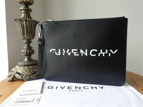 Givenchy Graffiti Logo Clutch Zip Up Bag Pouch Black 